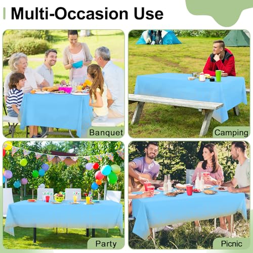 3 Packs Dot Disposable Table Cloth, 54 x 108 Inch Waterproof Plastic Tablecloth, Rectangle Gold Dots in Light Blue Table Covers for Picnic, Birthday, Party and Back to School - color: Gold in Light Blue, size: 54" x 108"