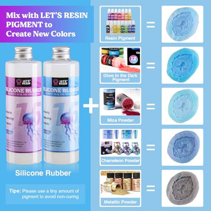 LET'S RESIN Silicone Mold Making Kit-Translucent Silicone Rubber 20oz | Non-Toxic Platinum Liquid Silicone-Super Elastic Molding Silicon-Ideal for 3D Mould,Resin Molds,Silicone Molds-4H Fast Cure - size: 20.46 oz