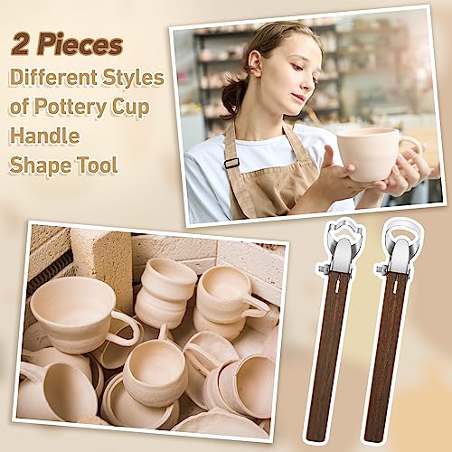 2 Pcs Pottery Handle Making Tools, Adjustable Clay Cutters,Classic Style | Mug Handle Carving Tool for Beginners Enthusiasts, Adjustable Cut Depth, Steel Cutting Heads, Smooth Wood Grips, Home Studio - color: Classic Style