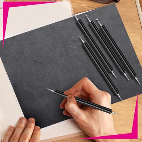 Ashmacdo 20 Pcs Dotting Tools for Painting,Ball Embossing Tool Tracing Stylus for Transfer Paper Drawing Nail Art - color: Black