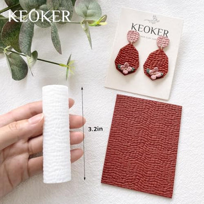 KEOKER Polymer Clay Leather Texture Roller, Polymer Clay Texture Roller, 3pcs Leather Texture Roller for Polymer Clay, Like Polymer Clay Texture Sheets, Great Work with Polymer Clay Cutters - color: ALL