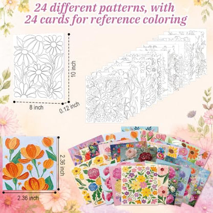 Sherr 24 Pcs Pre Drawn Canvas for Adult, Abstract Flower, 8 x 10 Inch - size: 8 x 10 Inch, style: Abstract Flower