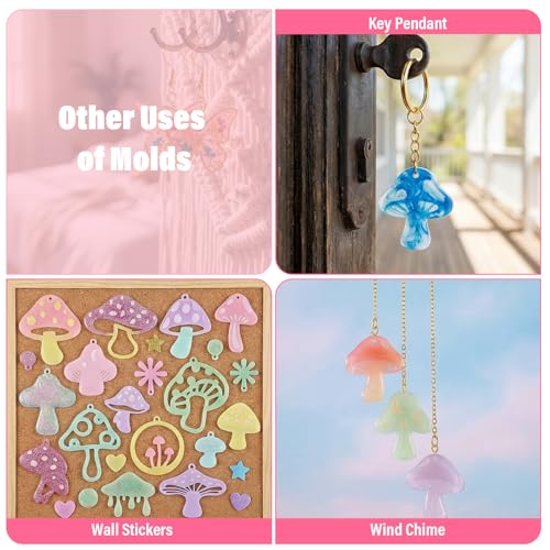 3PCS Mushroom Resin Earring Molds, Resin Keychain Molds Mushroom Silicone Mold for DIY Craft Keychains Necklace Pendant Jewelry - style: Mushroom