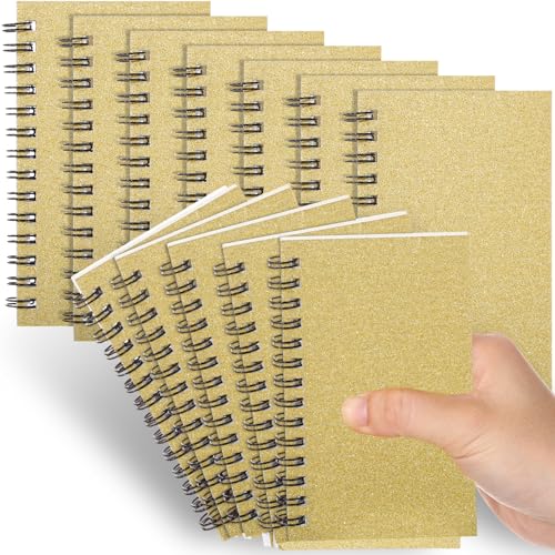 Jutom 18 Pcs Small Spiral Notebook Memo Pad 3x5, Glitter Gold - color: Glitter Gold