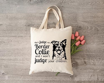 Pet Studio Art Don't Judge My Dog Tote Bag - color: Border Collie
