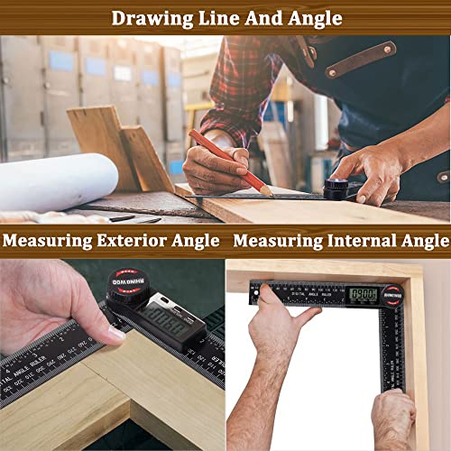 Digital Angle Finder Protractor, Angle Measuring Tool for Woodworking/Carpenter/Construction/Handmade Measurement，Angle Finder Ruler with 7inch/200mm(2 Batteries Included) (Enhanced ABS)