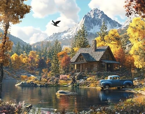 Countryside Diamond Art Kits for Adults, Diamond Painting Kits for Adults for Beginners, DIY Water Wheel Diamond Dots Art Kits, 5D Full Round Drill Gem Art Painting Kits for Home Wall Decor 12x16in - color: Countryside