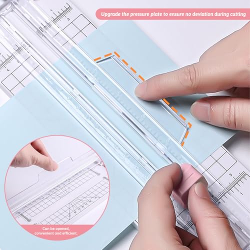 Paper Cutter,4 in 1 Paper Trimmer Photo Cutter,Scrapbook Papers Craft Cutter with Dial Blades of Straight,Wave,Perforated,Creasing for Cutting Papers,Coupons,Postcards,Card(Pink) - color: Pink