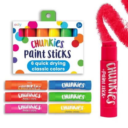 Ooly Chunkies Easy Grip Tempera Paint Sticks for Kids, Set of 6 - Classic - color: Classic