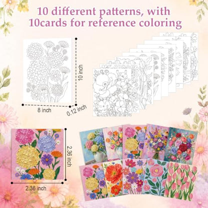 Ctosree 72 Pcs Artistic Flowers Paint and Sip Kit for Adults 8'' x 10'' Pre Drawn Canvas for Painting DIY Pre Printed Canvas for Party Favor Acrylic Painting Kit Wood Easel Brushes Date Night Bulk - style: Artistic Flowers