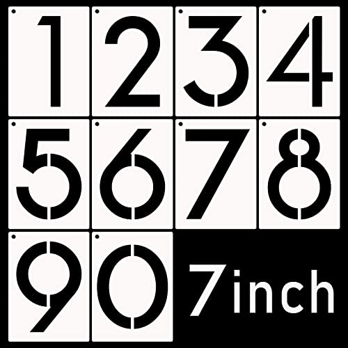 DXCYZ 7 Inch Large Number Stencils Kit 0-9 Address Number Stencil, 10PCS Reusable Plastic Painting Number Templates for Mailbox Signs, Door, Cars, Trucks, Home, Window (7" Tall) - size: 7 Inch
