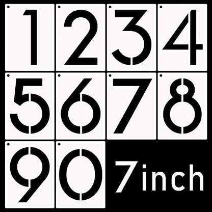 DXCYZ 7 Inch Large Number Stencils Kit 0-9 Address Number Stencil, 10PCS Reusable Plastic Painting Number Templates for Mailbox Signs, Door, Cars, Trucks, Home, Window (7" Tall) - size: 7 Inch