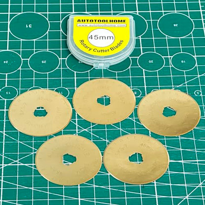 Titanium Coated 45mm Rotary Cutter Blades 50 Pack Rotary Blades for Fabric - color: Gloden