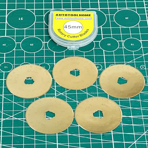 Titanium Coated 45mm Rotary Cutter Blades 50 Pack Rotary Blades for Fabric - color: Gloden
