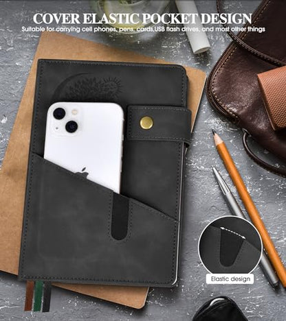 PAIBAS Blank Journal Notebook, A5 Hardcover Leather Sketchbook with 200 Pages Thick Blank Paper for Men Women, Unlined Drawing & Writing Journal, 5.9" x 8.4" Plain Notebook (black) - color: Black, size: Blank Page