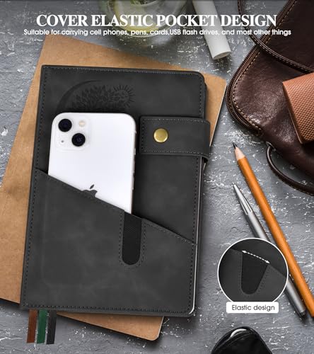 PAIBAS Blank Journal Notebook, A5 Hardcover Leather Sketchbook with 200 Pages Thick Blank Paper for Men Women, Unlined Drawing & Writing Journal, 5.9" x 8.4" Plain Notebook (black) - color: Black, size: Blank Page