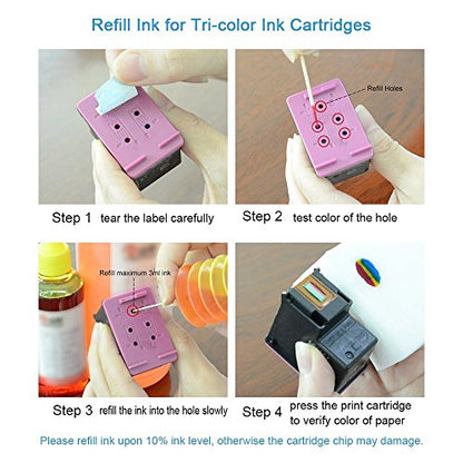 Aomya Compatible Ink Refill Kit with Ink Refill Tools for HP 61 60 62 63 950 951 564 920 901 Inkjet Printer Cartridges Refillable Cartridge CIS CISS System (5x100ml 2BK,CMY) - size: 2BK/CMY-Tools