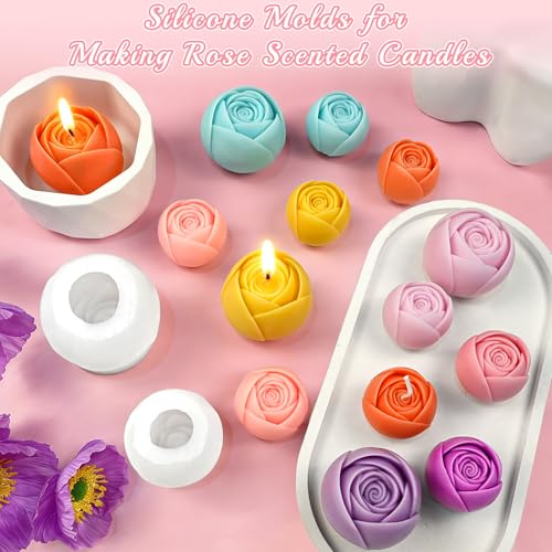 Rose Candle Mold, Set of 2 Size Budding Rose Making Molds - color: clear