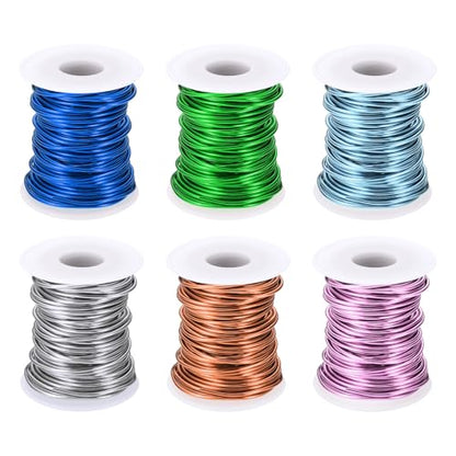 PATIKIL 12 Gauge 2 mm Aluminum Craft Wire, 49.2 ft Metal Wire 6 Roll Armature Bendable Wire for Jewelry Making Metal Wrap DIY, Rose Gold/Silver/Sapphire Blue/Light Pink/Green/Steel Blue - color: Rose Gold/Silver/Blue/Light Pink/Green/Steel Blue, size: 12