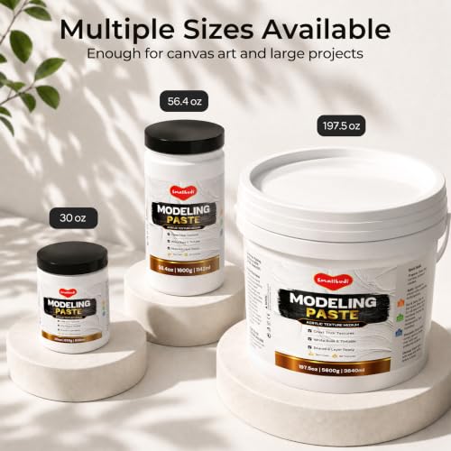 Smallbudi Large Bulk Modeling Paste 3840ml/197.5 oz, High Density Acrylic Medium for Texture Art, Structural Molding Texture Paste for Acrylic Painting, Canvas, Sculpture, Art Projects, DIY, 3D Effect - size: 3840 ml