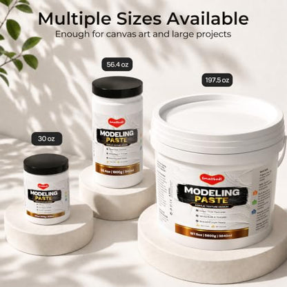 Smallbudi Large Bulk Modeling Paste 3840ml/197.5 oz, High Density Acrylic Medium for Texture Art, Structural Molding Texture Paste for Acrylic Painting, Canvas, Sculpture, Art Projects, DIY, 3D Effect - size: 3840 ml
