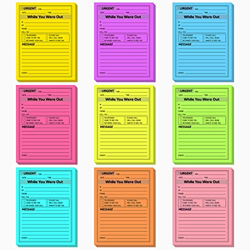 Eaasty 9 Pcs While You were Out Message Pad 4 x 5 Inch Phone Message Pads Messages Pack Assorted Color Adhesive for Office Supplies Work Call, 40 Sheets/pad(Fluorescent Colors) - color: Fluorescent Colors