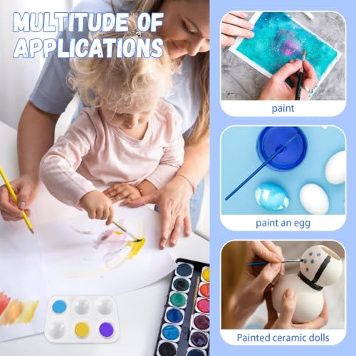 Bercoor 52 PCS Plastic Paint Palettes, 6 Well White Rectangular Watercolor Oil Palette Painting Tray Artist Craft Palettes for Painting Party, DIY Craft and Art Painting - style: Rectangle52