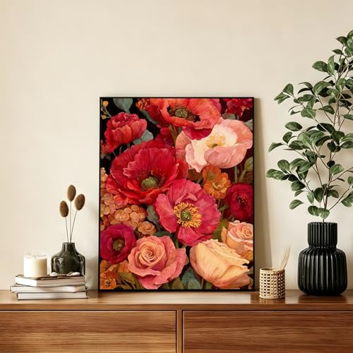 AUKELHJ Paint by Numbers Kit for Adults Beginner, Poppy, 16X20 Inch - color: 18-Poppy
