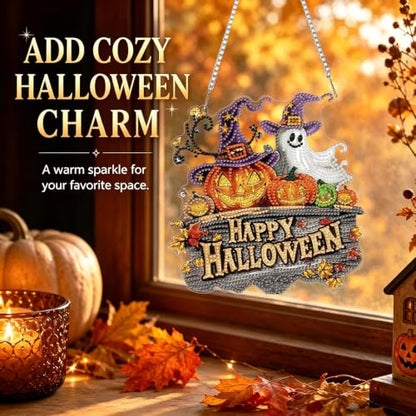 Halloween Hanging Diamond Art Kits for Adult Diamond Painting Kit Pendant | DIY Diamonds Painting Art Kit, Acrylic Diamonds Painting Suncatcher Board Kit Ornament, Special Crystal Diamond Hanging - color: DP04617