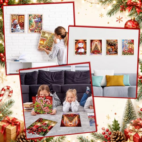 Jaloro 16 Pack 5d Diamond Painting Kits for Adults DIY Flower Animal Diamond Painting Kits Round Crafts for Adults Beginner Home Wall Decoration Gift 11.8 x 15.7 Inches(Christmas Animal) - style: Christmas Animal