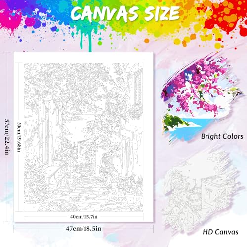 Yunnuo Paint by Numbers Kit for Adults Beginner Landscape,Seaside Town Number Painting for Adults,Coastal City Paint by Numbers Canvas 16x20 inch for Gifts and Wall Decor - color: B-002-seaside town
