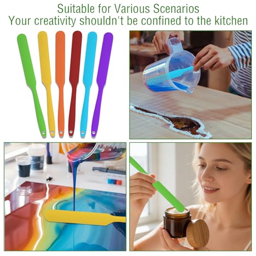 6PCS Silicone Jar Spatula for Scraping,Jar Scraper Spatula with Long Handle