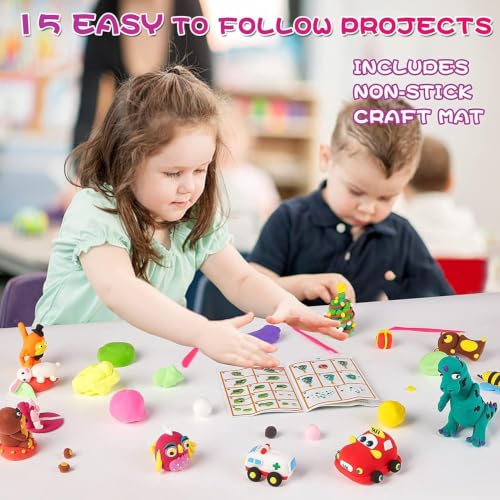 Air Dry Clay Kit for Kids – 24 Colors Non-Toxic Soft Modeling Clay Set - color: 24 Colors