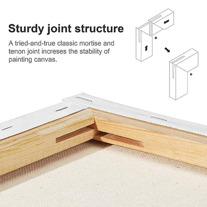 PHOENIX 8x10 Inch Pack of 2 Canvas - Stretched Canvases for Painting, 8 Oz Triple Primed 5/8 Inch Profile 100% Cotton White Blank Framed Canvas for Oil Acrylic & Pouring Art - size: 8"x10", style: Studio 2 Pack Set