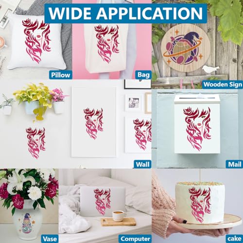 MAYJOYDIY 4pcs Curly Hair Lady Stencil 11.7x8.3inch Large Theme Stencils with Paint Brush Fashionable Curly Women Face Templates for Furniture Windows Wood Wall Tile Canvas Fabric Floor - color: Curly Hair Lady