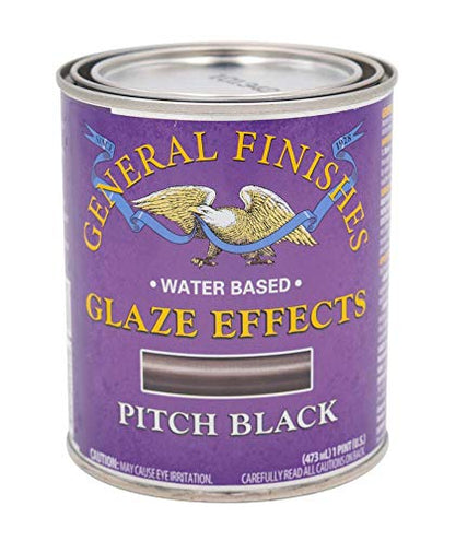 General Finishes Water Based Glaze Effects, 1 Pint, Pitch Black - color: Pitch Black, size: 8 Fl Oz (Pack of 1)
