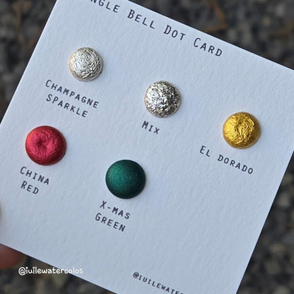 IUILE Handmade Watercolor Paints - Jingle Bell Dot Card (6 colors). Metallic, Shiny, Shimmer - color: Jingle Bell Dot