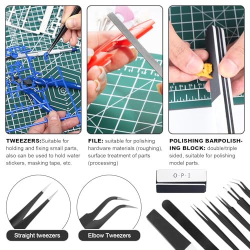 Fippy 101PCS Gundam Model Tools Kit, Hobby Building Tools Kit for Gundam Basic Model Assembling, Building and Repairing - style: Set C