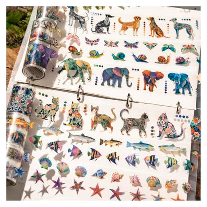 PET Tape Stickers for Scrapbooking Supplies,Animals Tape Stickers for DIY - color: Sky