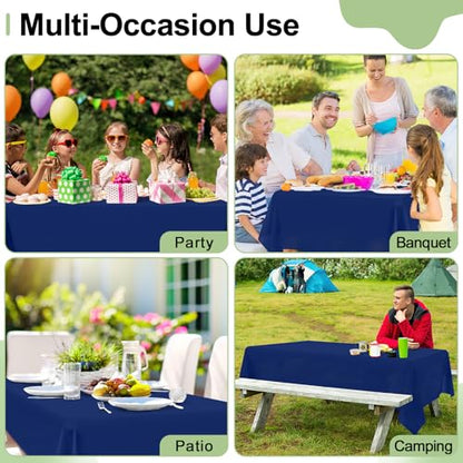 misaya 6 Packs Plastic Table Cloth Navy Disposable Tablecloth - color: Navy, size: 54" X 108"