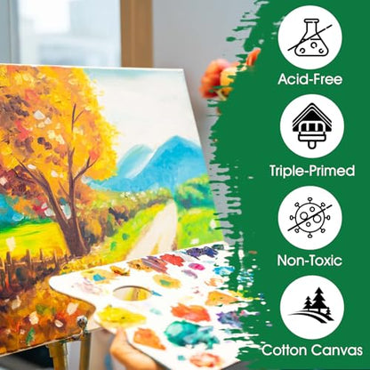 ESRICH Stretched Canvas for Painting, 60 Pack Multi Size11x14, 8x10, 5x7, 4x6, 4x4, Blank Primed Canvases for Oil & Acrylic Painting, Painting Canvas Supplies for Beginners, Artists(12 of Each). - size: 60PCS-5sizes（12 of Each）