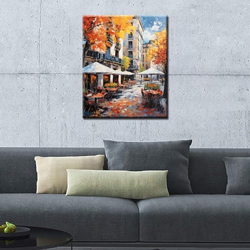 Tucocoo Madrid Landscape Paint by Bumbers for Adults Spain Town Scenery DIY Paint by Numbers Acrylic Paint Canvas Abstract Beautiful Landscape Graffiti Painting Kits Art 16x20 Inch （Without Frame） - color: Spain Scenery 04, size: 16''x20''(Frameless)