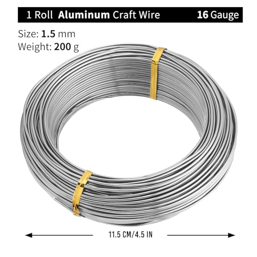 Bonsai Training Aluminum Wire, 1.5mm 16 Gauge Silvery 200g, Bendable Anodized Craft Wire, Flexible Armature Wire for Bonsai Tree Shaping, DIY Handcraft and Model Making(Silvery-1.5) - color: Silver, size: 16 Gauge