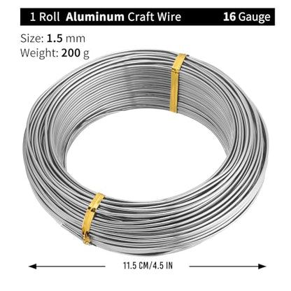 Bonsai Training Aluminum Wire, 1.5mm 16 Gauge Silvery 200g, Bendable Anodized Craft Wire, Flexible Armature Wire for Bonsai Tree Shaping, DIY Handcraft and Model Making(Silvery-1.5) - color: Silver, size: 16 Gauge