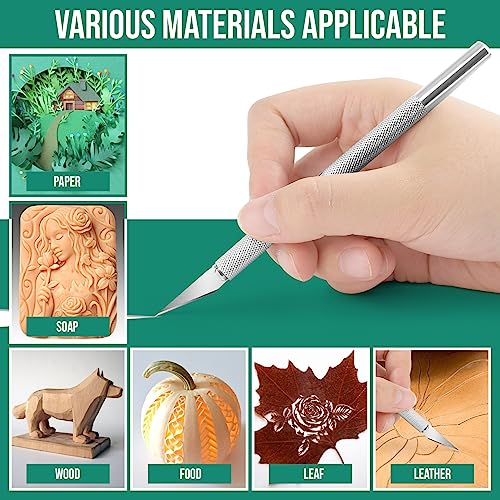DIYSELF 250 PCS Exacto Knife Set Precision Knife with A5 Cutting Mat, Green | Craft knife, hobby knife set for crafts, modeling and scrapbooking with versatile replacement blades
