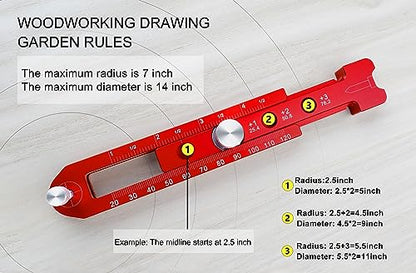 Woodworking Compass Scriber, Portable Aluminum Alloy Woodworking Compass Tool, Adjustable Metric/Inch Arc Drawing Ruler Circle Drawing Ruler Marking Gauge Circle Marking Tool (mini) - style: Pocket Compass - 1" – 7" Range