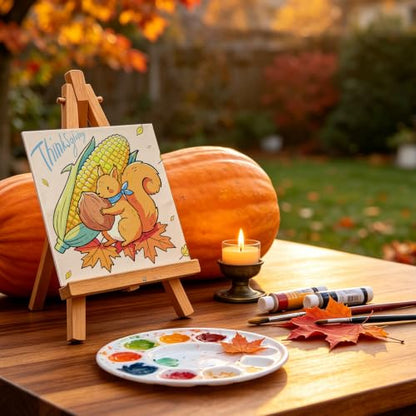 Niteform Pre Drawn Canvas to Paint, Pre Printed Canvas Boards, Pre Stretched Outline Painting Kits for Beginners, Adults, Party Favors & Spring Craft Activities (6 * 6-Thanksgiving) - style: 6*6-Thanksgiving