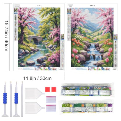 YOYA 2 Pack 5D Landscape Diamond Art Kits for Adults 12x16 Inch - color: Landscape 038