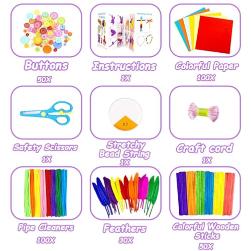 VLUSSO 3000Pcs DIY Arts and Crafts Supplies Kit for Kids - Kids Craft Kits Art Supplies Material Set with Pipe Cleaner All in 1 Crafts Activity Gifts Toys for Girls Boys Age 4-6, 6-8, 8-12 Years - size: 3000pcs