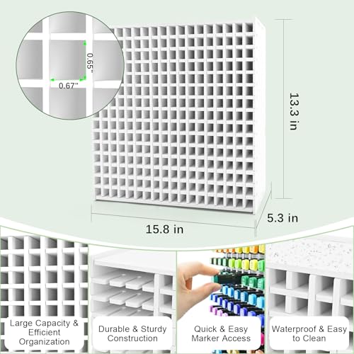 Marker Organizer, 270-Slot Marker Holder with Adjustable Dividers | Holds 270 Markers • Adjustable Dividers • Space-Saving Design • Easy Assembly • Fits Most Marker Brands - size: 270 Holes